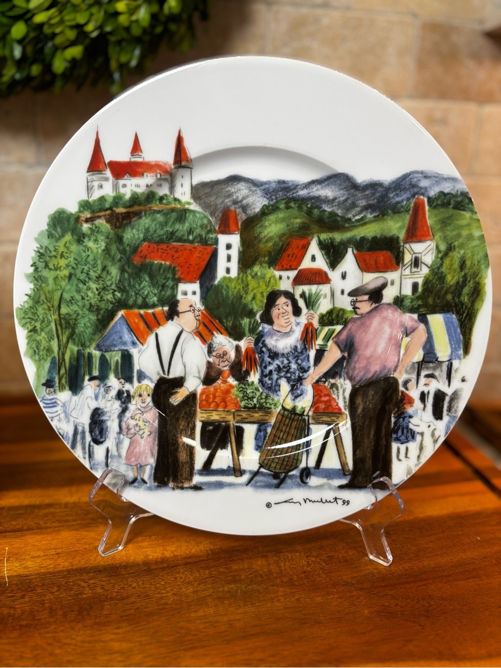 Perigord for William Sonoma - vegetable market stall by Guy Buffet Dinner plate